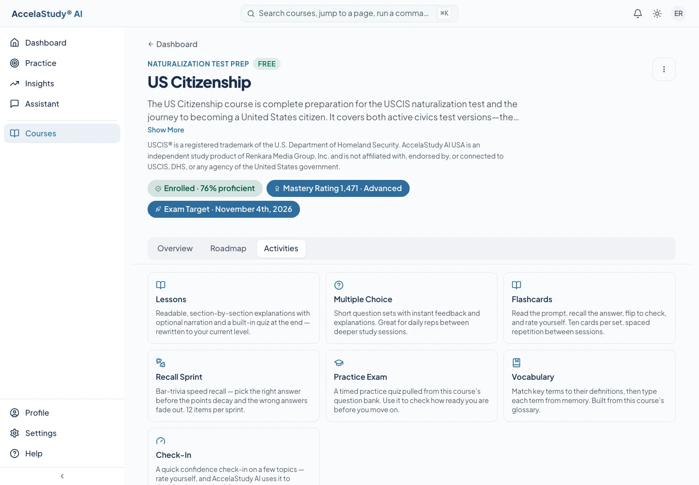 Explore the practice formats included in your course.